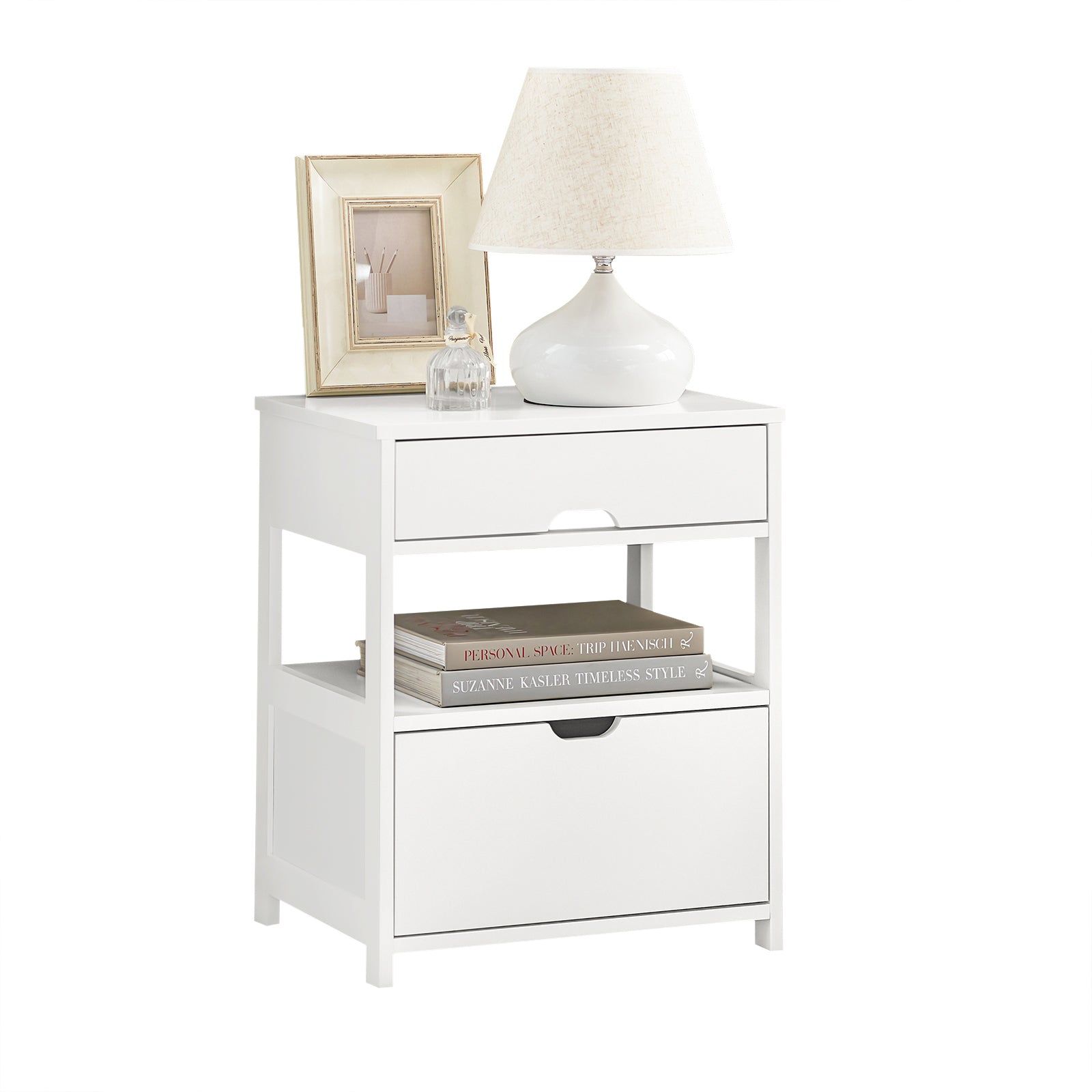 Beside Table with Drawers Night Table Stand Lamp Table End Table Side Table White FRG258-W